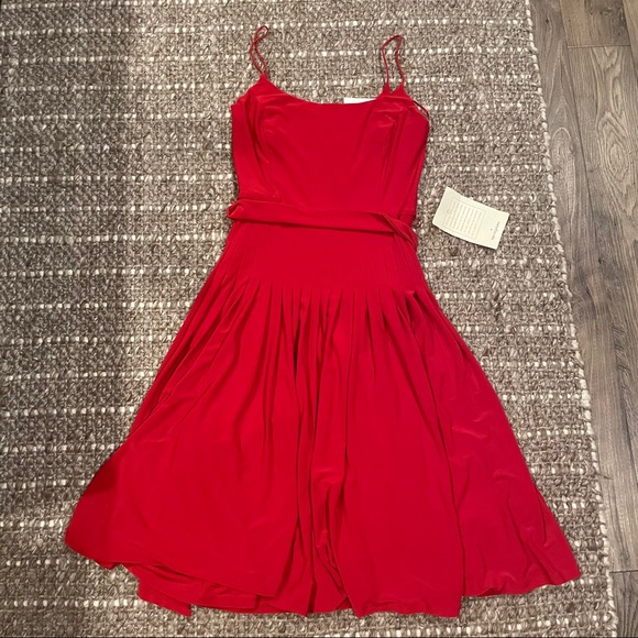 NWT Ralph Lauren Red Pleated Spaghetti Strap Dress - Picture 4 of 5